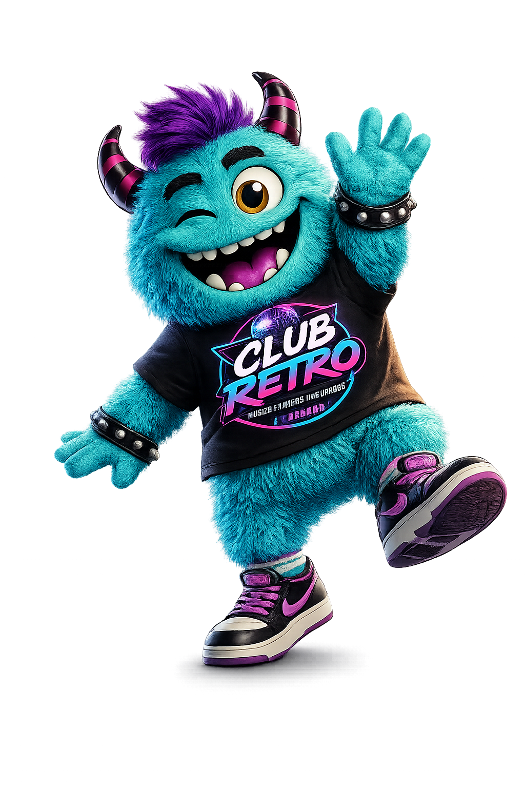 Mascota Club Retro despidiéndose