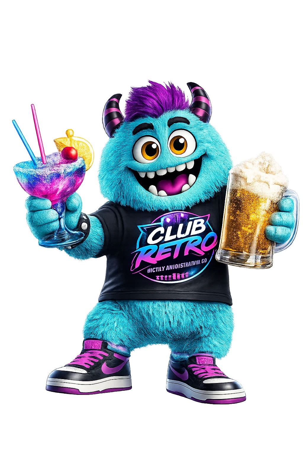 Mascota Club Retro en la barra